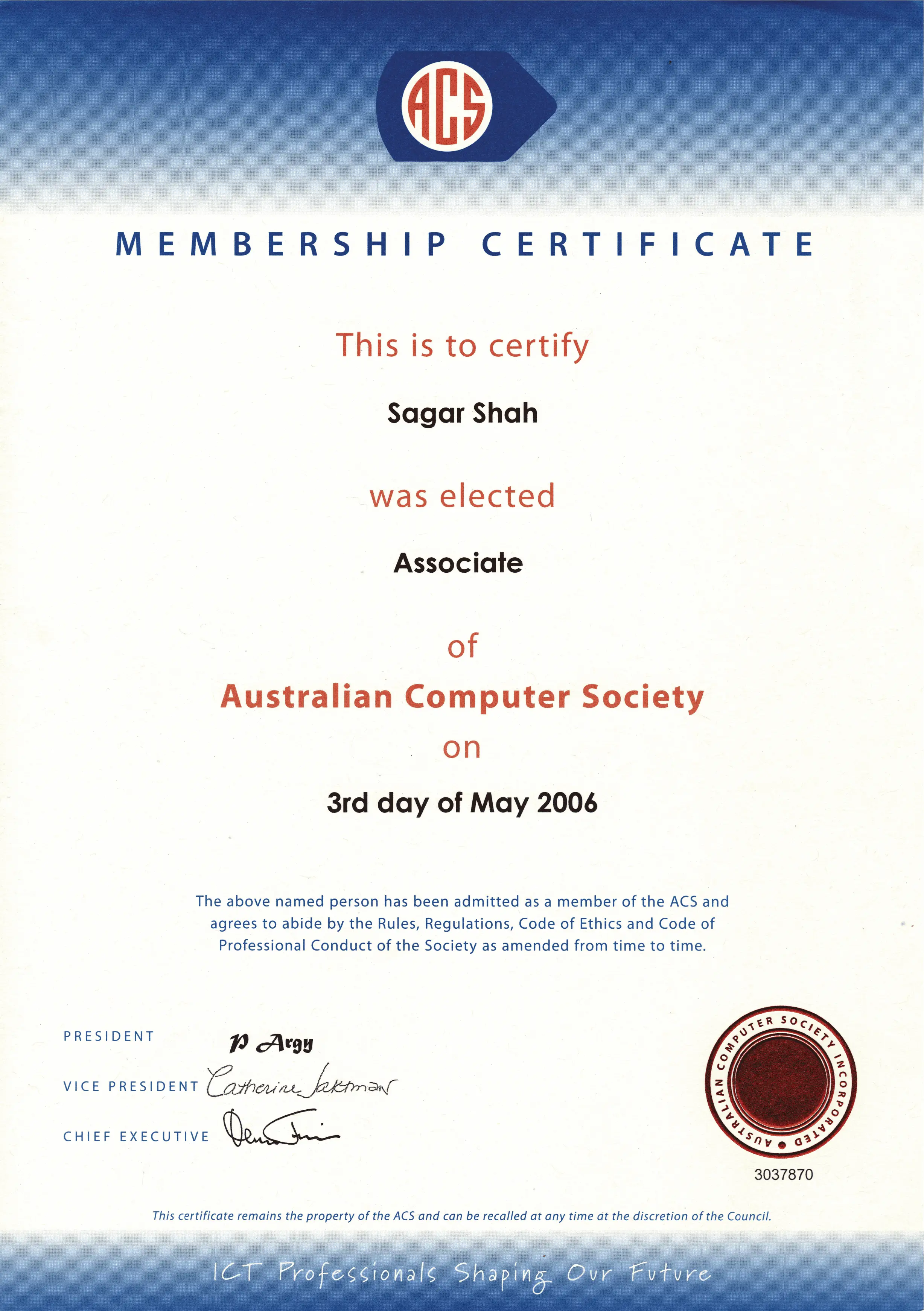 Associate of Australian Computer Society (ACS)